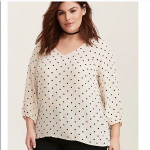 TORRID IVORY POLKA DOT GEORGETTE BLOUSE